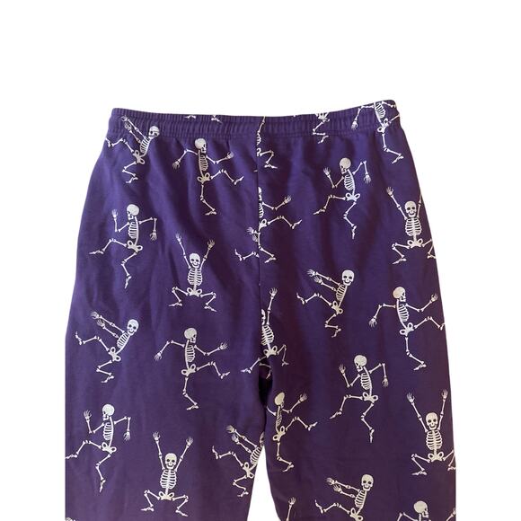 Women XL Mighty Fine Purple Sweatpants Dancing Skeleton Jogger Pants Cotton - Picture 6 of 6